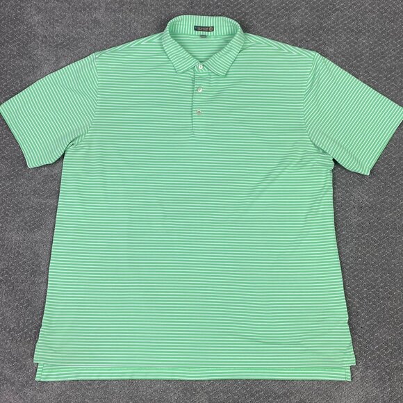 Peter Millar Summer Comfort Polo Shirt Men's XXL Green White Golf Performance - Picture 2 of 10